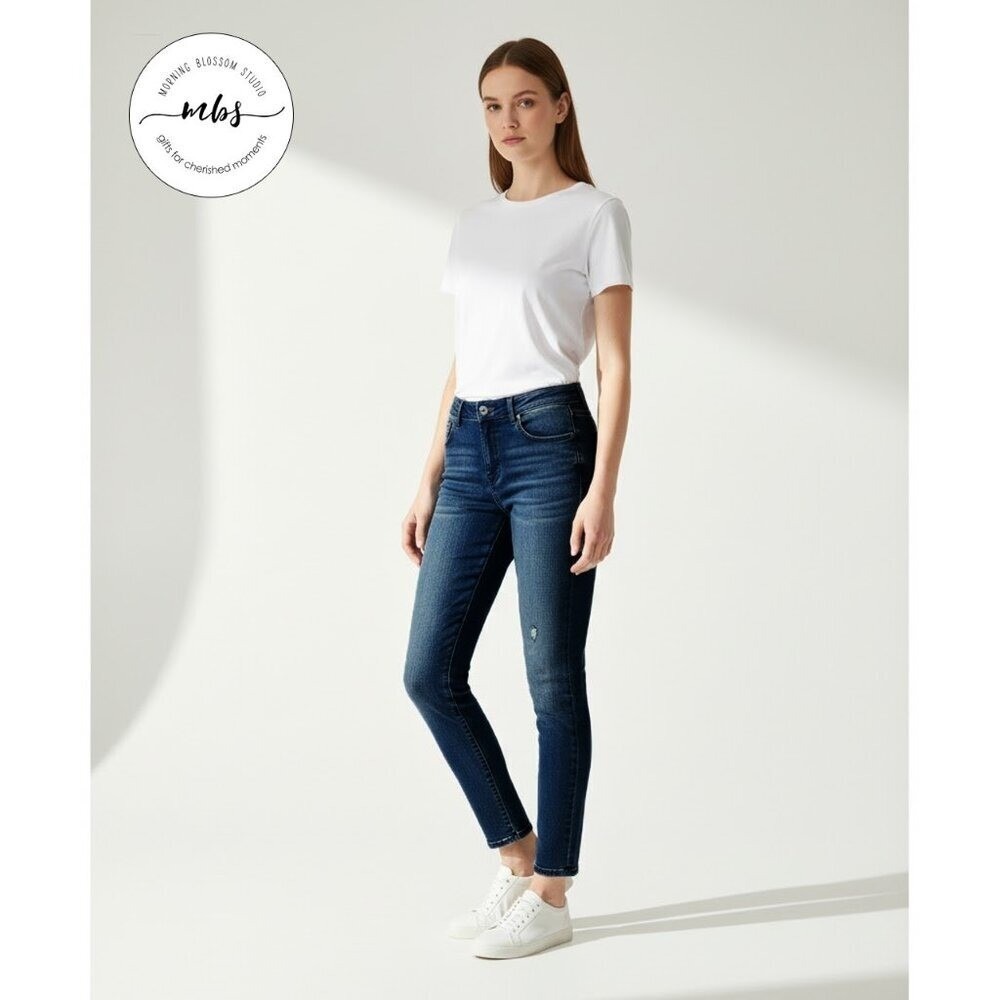 NWT Cookie Johnson Distressed Mid Rise Wisdom Ankle Skinny Jeans Blue Women 29